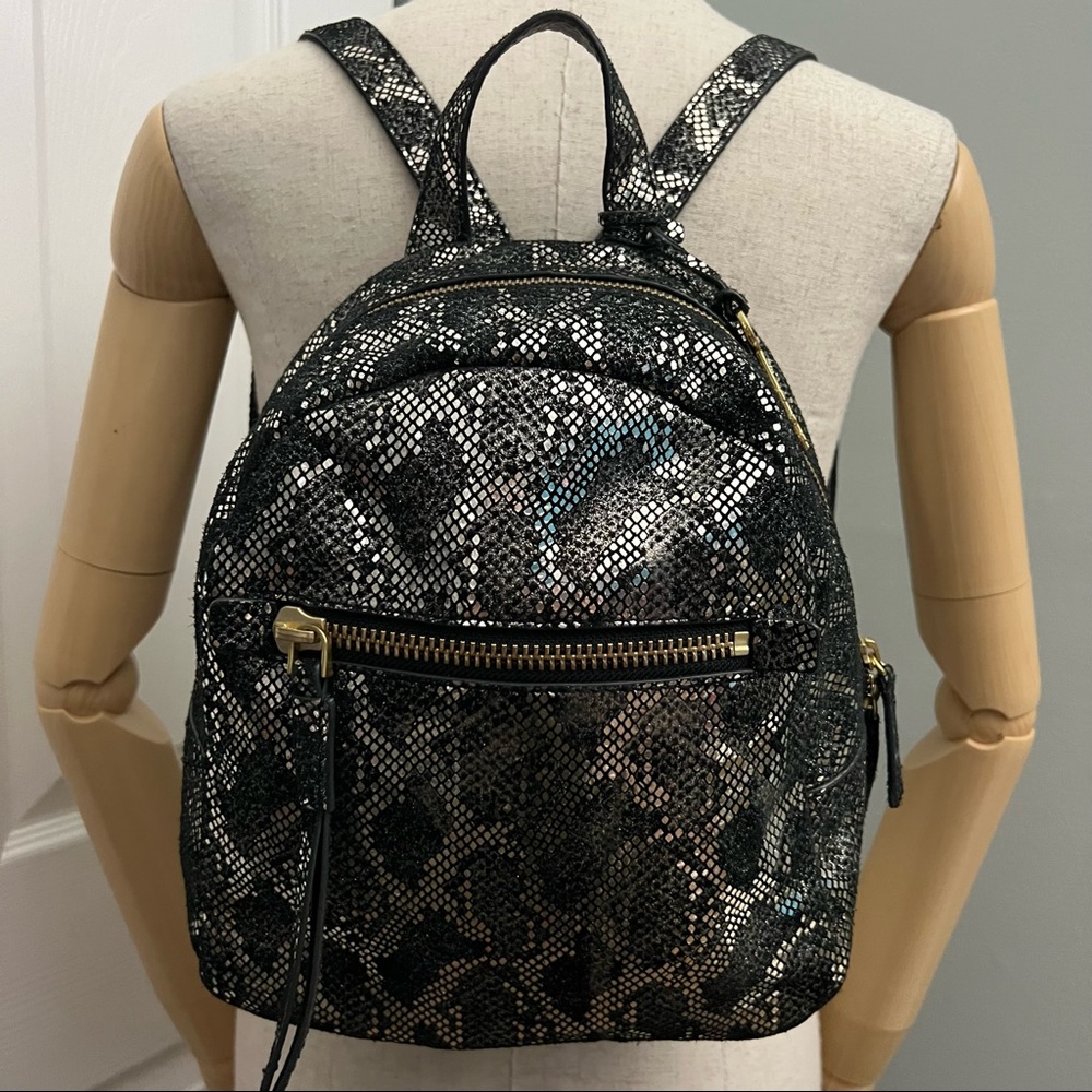 Fossil Megan Leather Metallic Snakeskin Mini Backpack - Picture 10 of 16